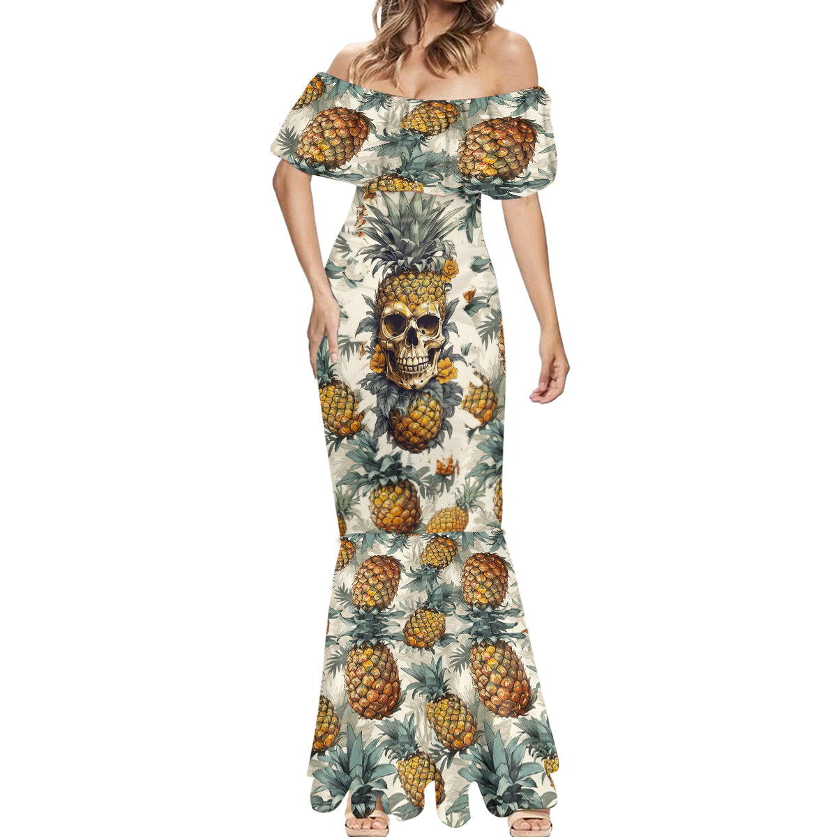pineapple-skull-mermaid-dress-summer-paradise