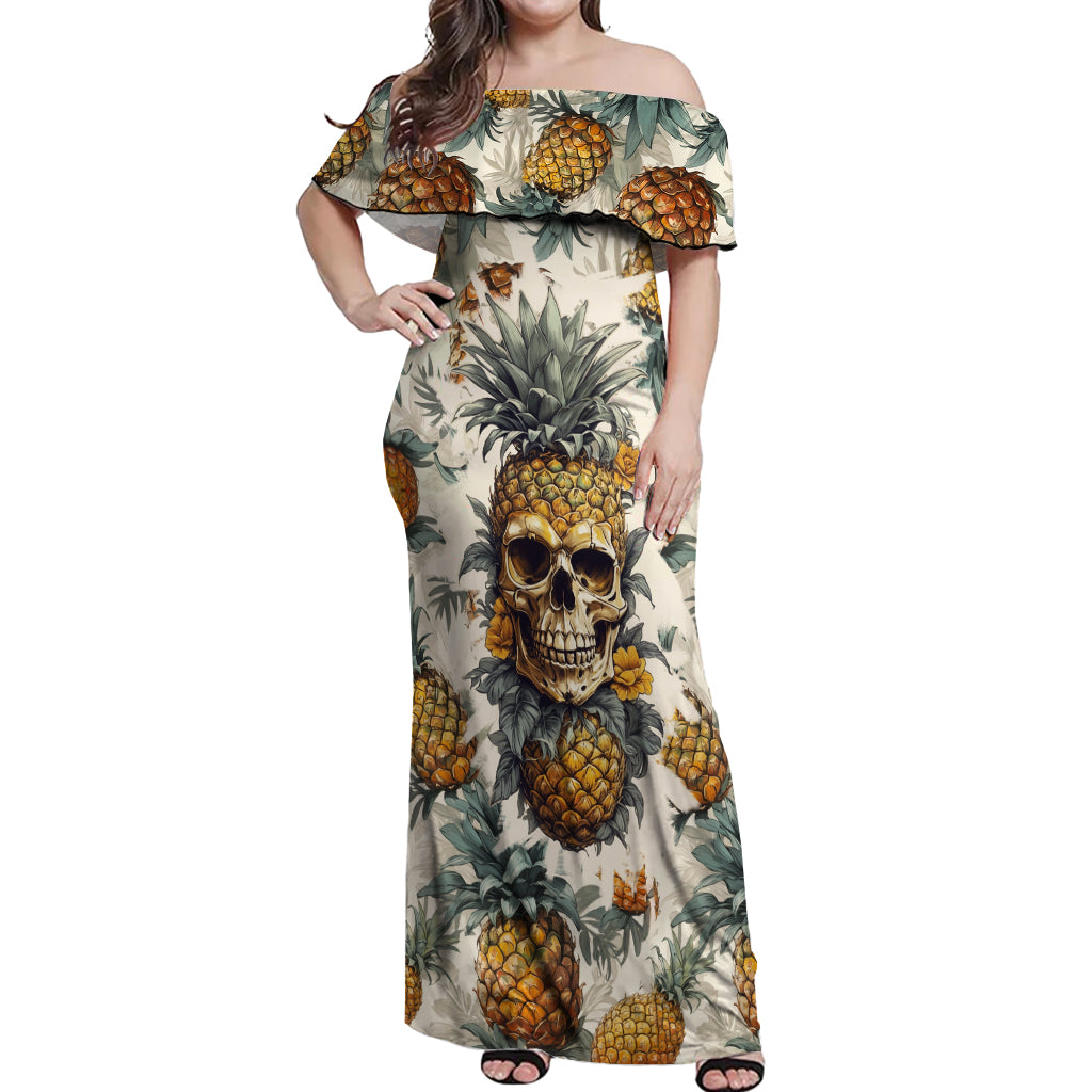 pineapple-skull-off-shoulder-maxi-dress-summer-paradise