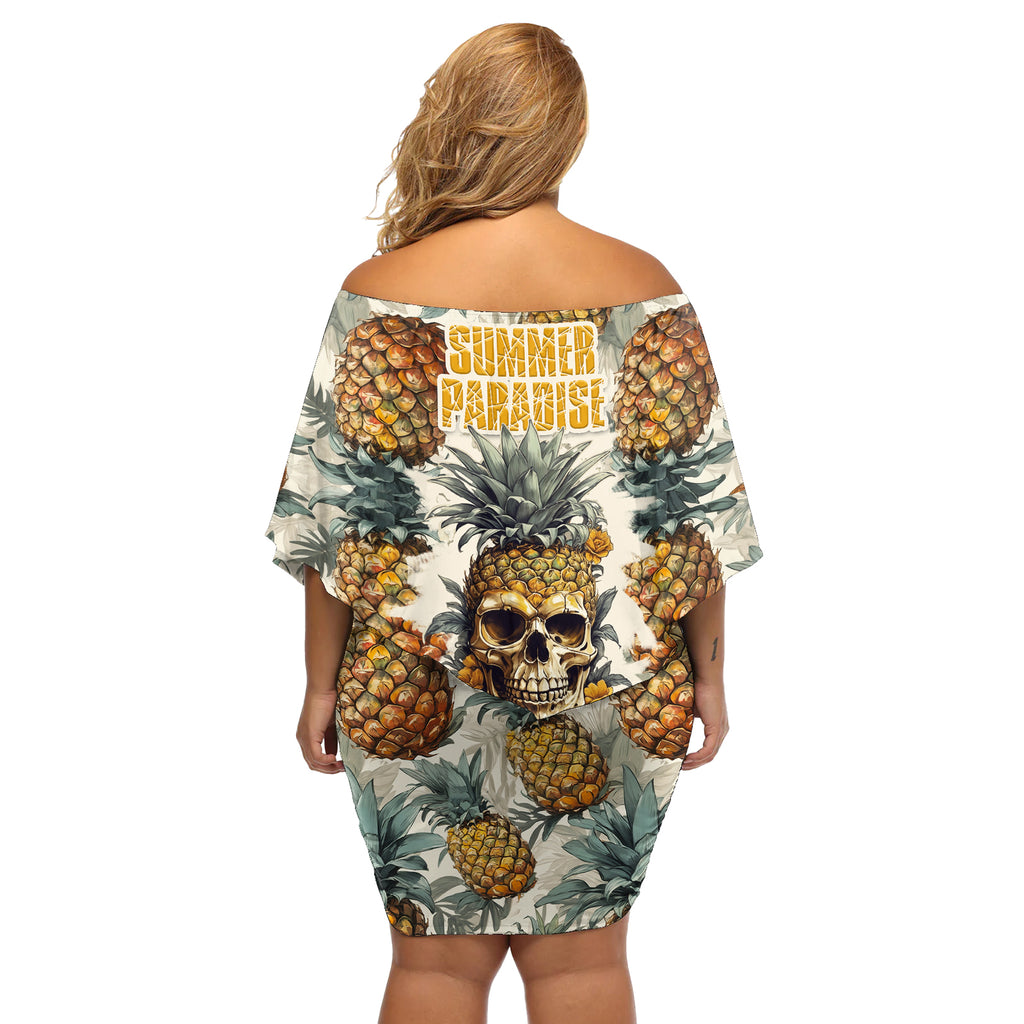 pineapple-skull-off-shoulder-short-dress-summer-paradise