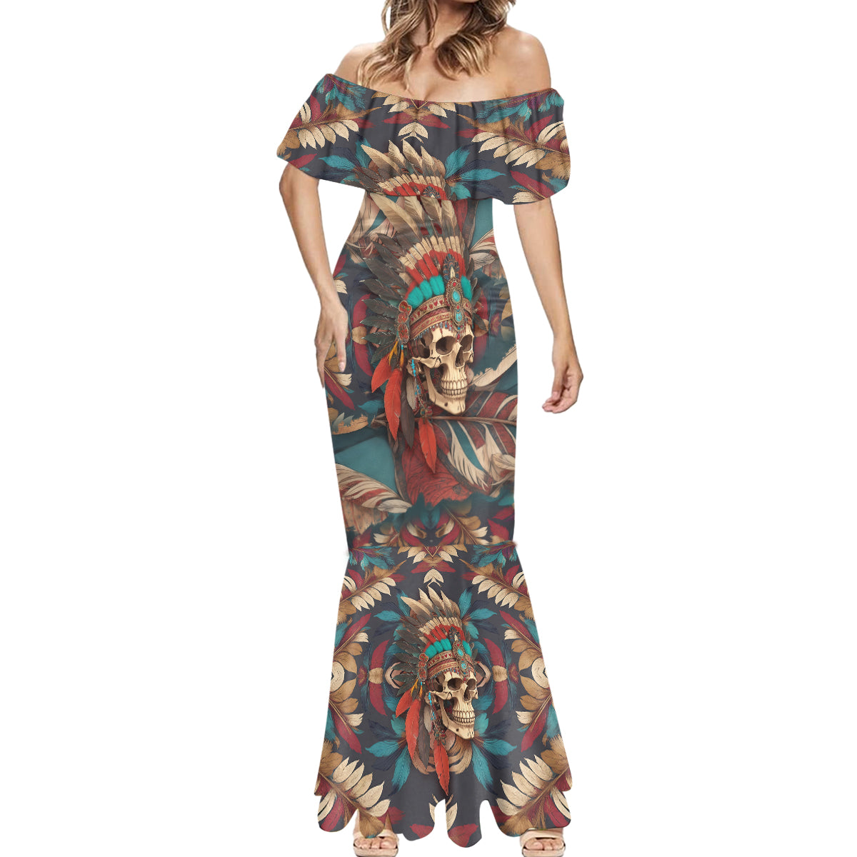native-american-skull-mermaid-dress-native-merican-spirit-of-freedom