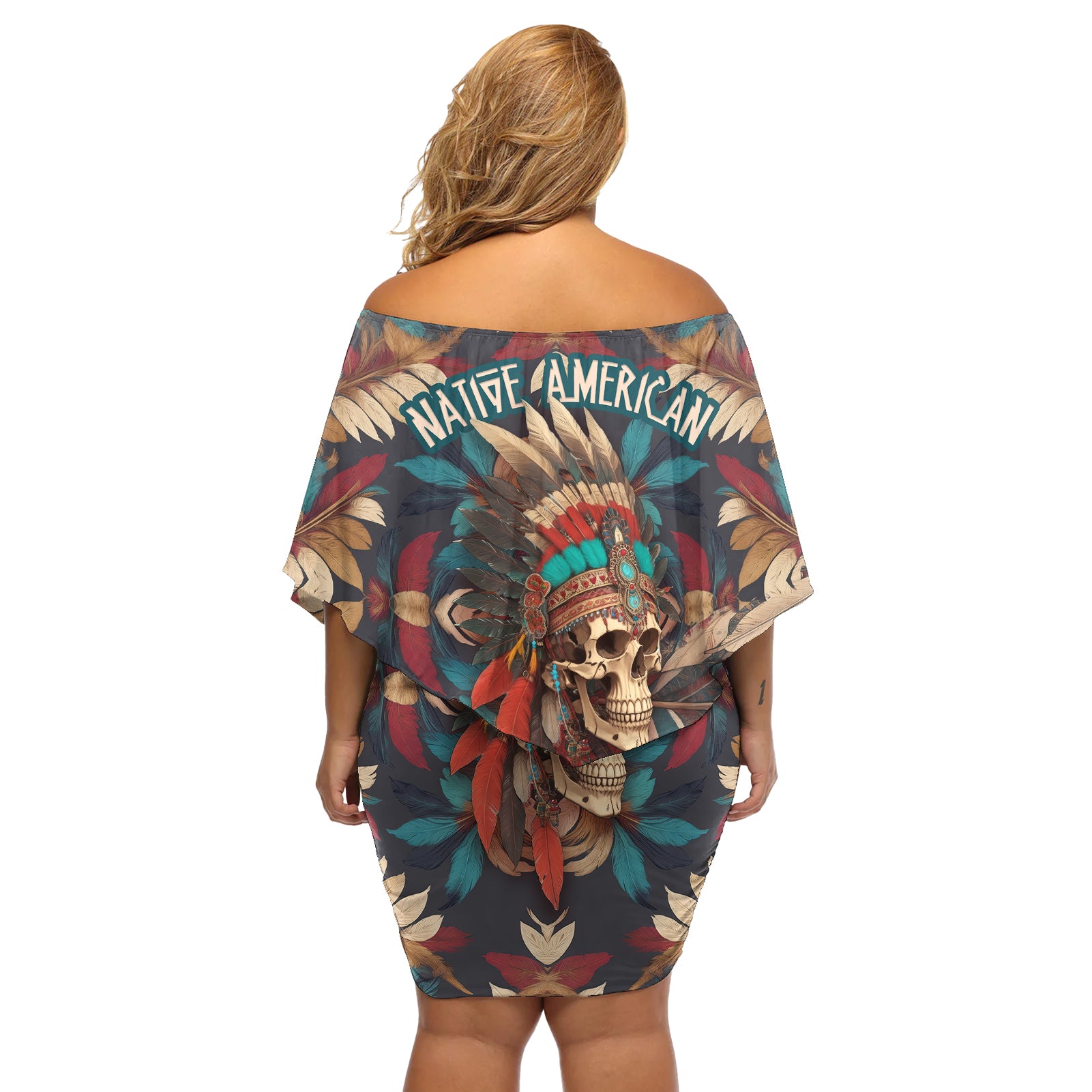 native-american-skull-off-shoulder-short-dress-native-merican-spirit-of-freedom