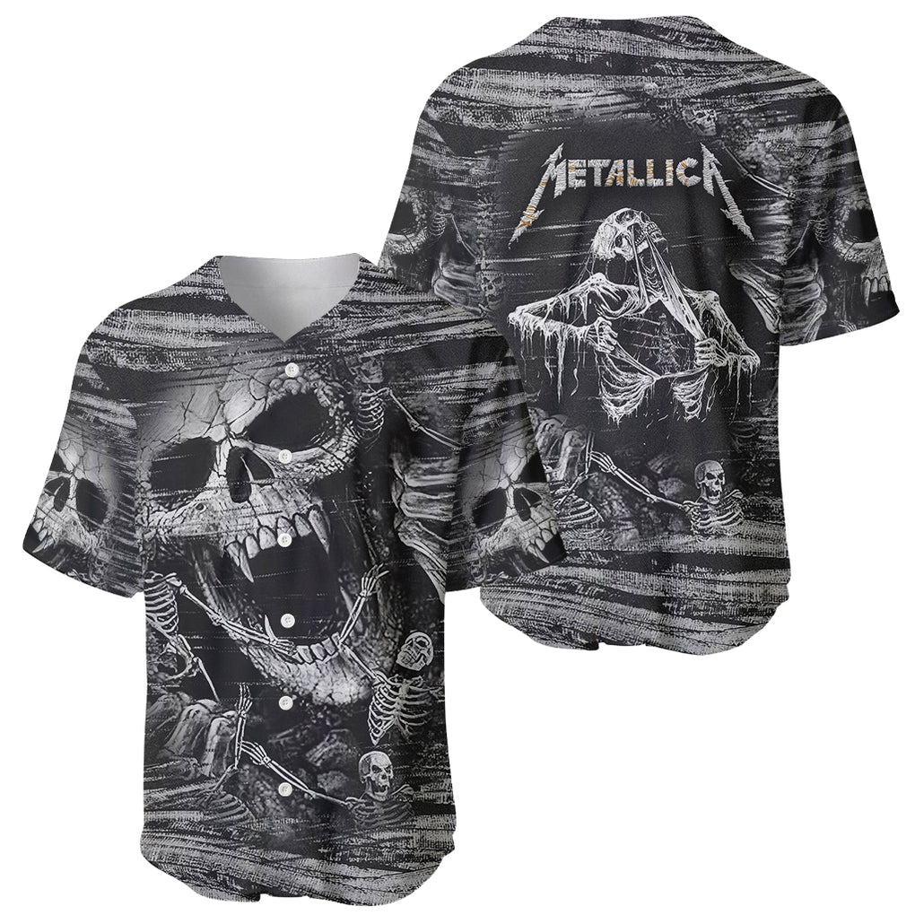 black-and-white-metallica-skull-baseball-jersey