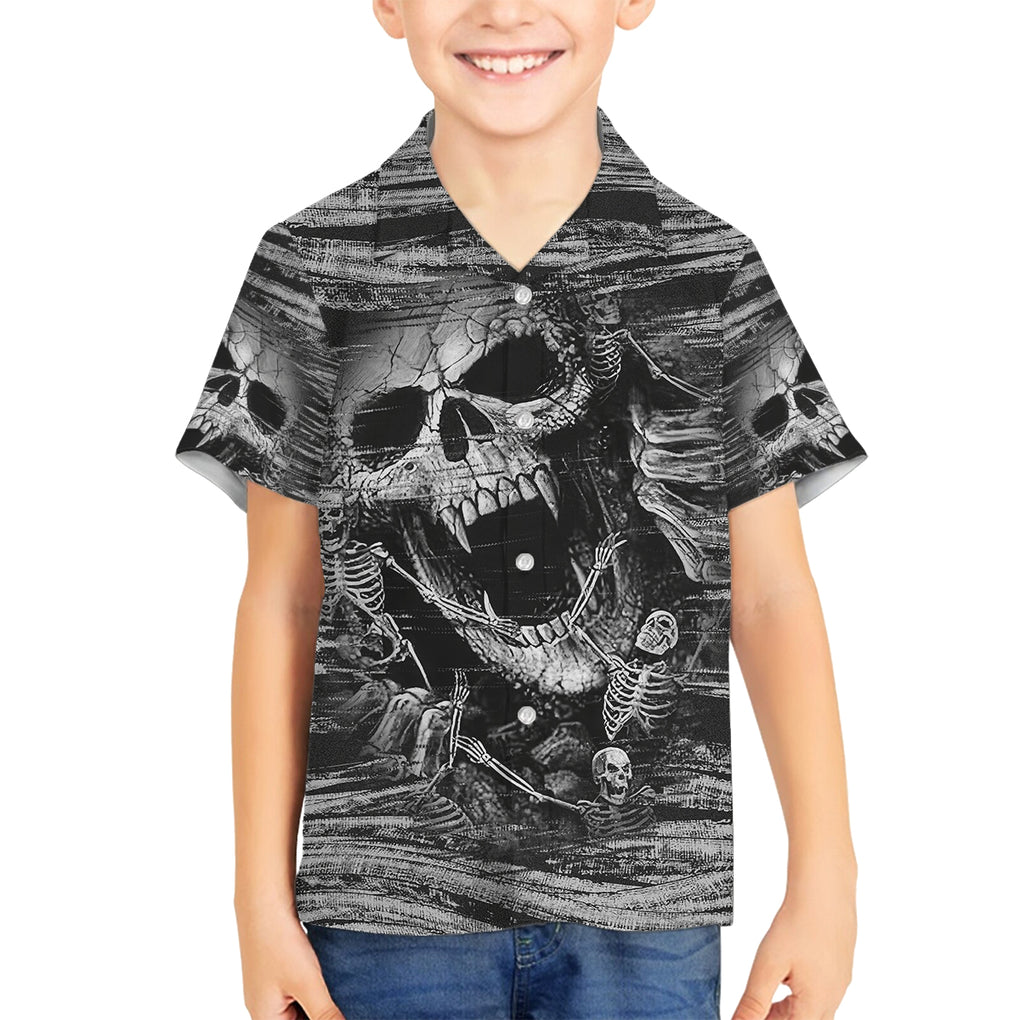black-and-white-metallica-skull-family-matching-summer-maxi-dress-and-hawaiian-shirt