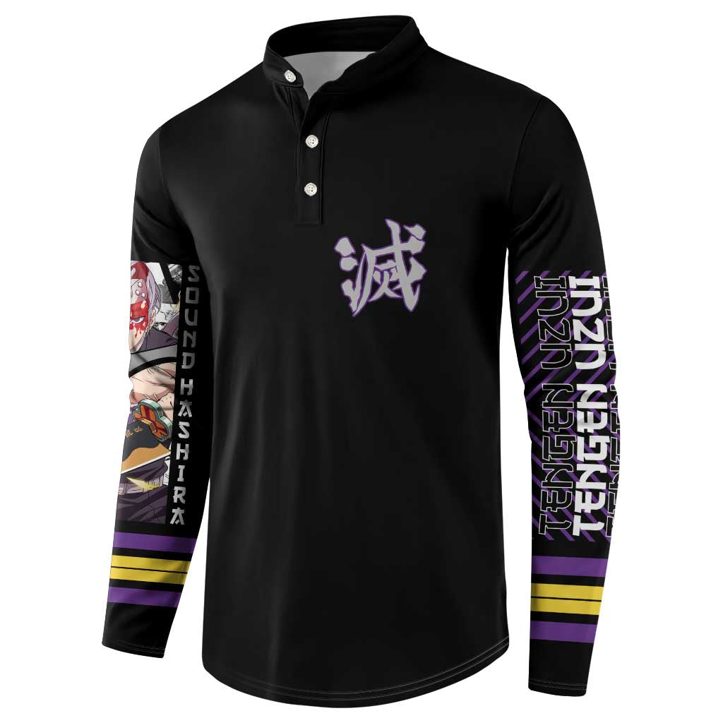 Uzui Tengen Demon Slayer Button Sweatshirt Anime Style