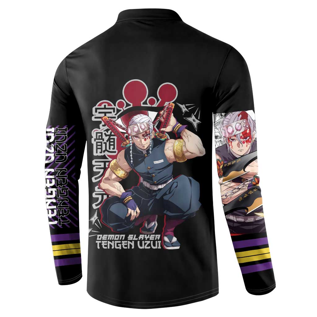 Uzui Tengen Demon Slayer Button Sweatshirt Anime Style