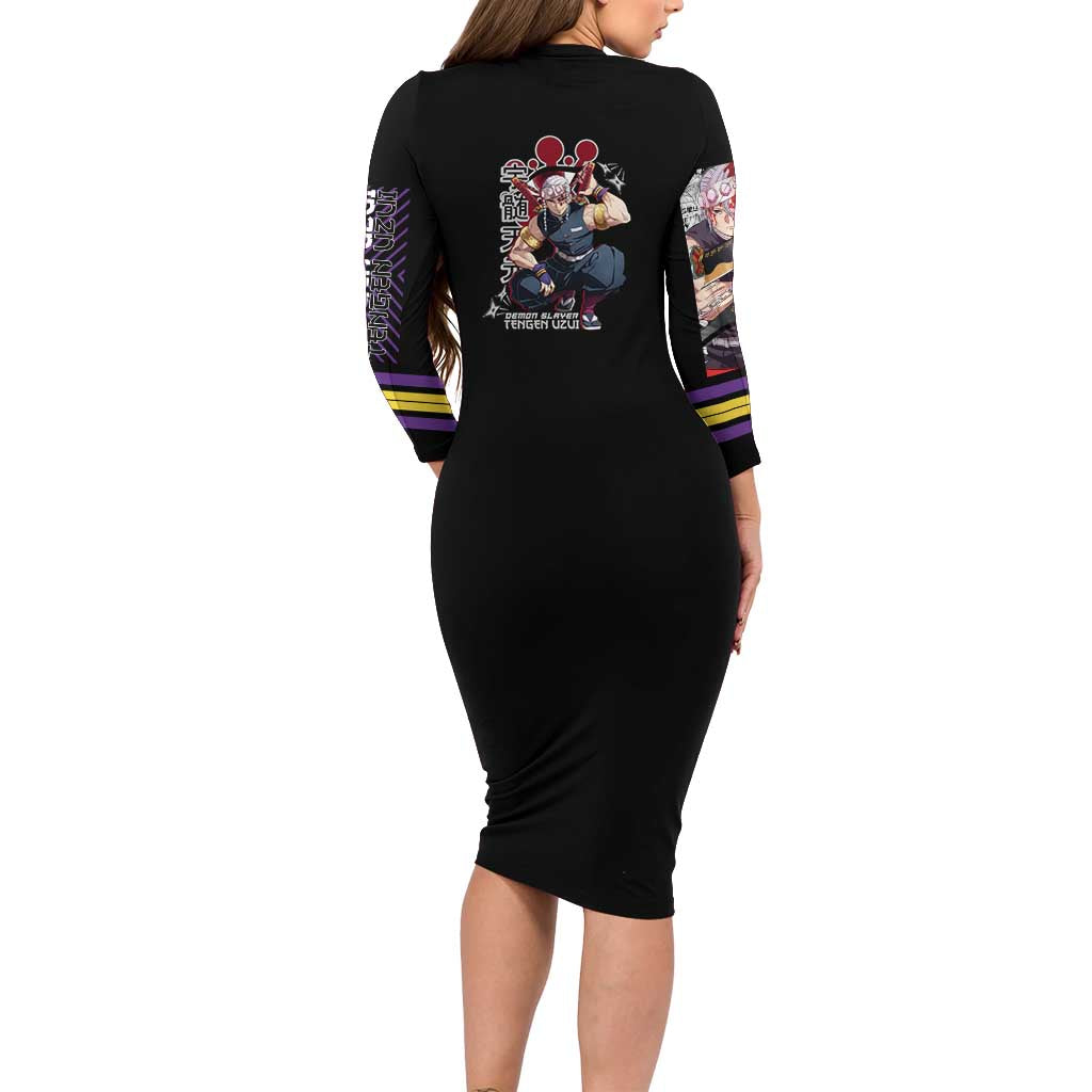 Uzui Tengen Demon Slayer Long Sleeve Bodycon Dress Anime Style