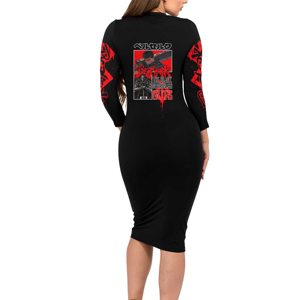 Guts Berserk Long Sleeve Bodycon Dress Anime Style