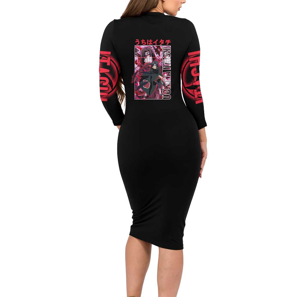 Uchiha Itachi Naruto Shippuden Long Sleeve Bodycon Dress Anime Style