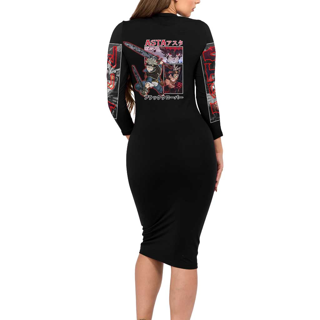 Asta Black Clover Long Sleeve Bodycon Dress Anime Style