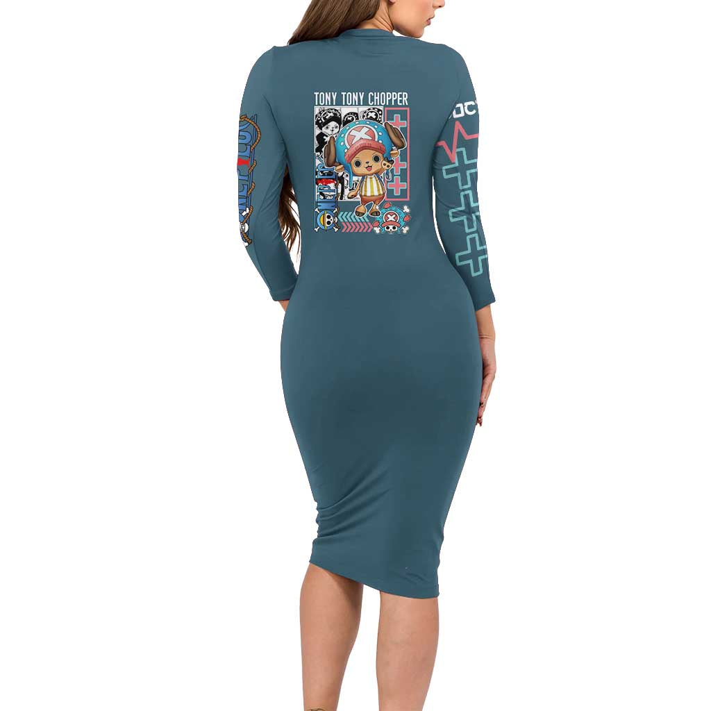 Tony Tony Chopper V2 One Piece Long Sleeve Bodycon Dress Anime Style