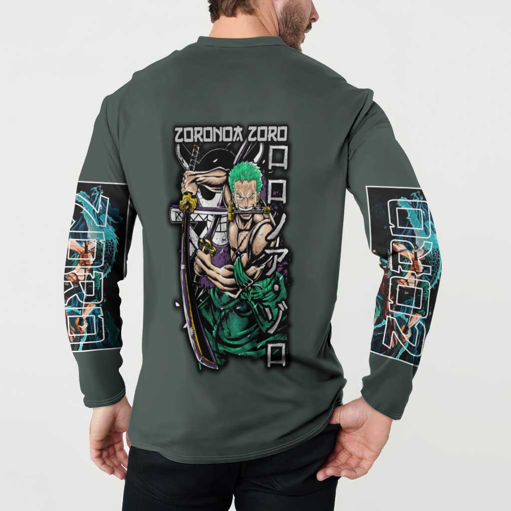 Roronoa Zoro V2 One Piece Button Sweatshirt Anime Style