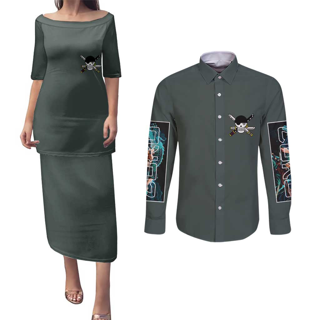 Roronoa Zoro V2 One Piece Couples Matching Puletasi and Long Sleeve Button Shirt Anime Style