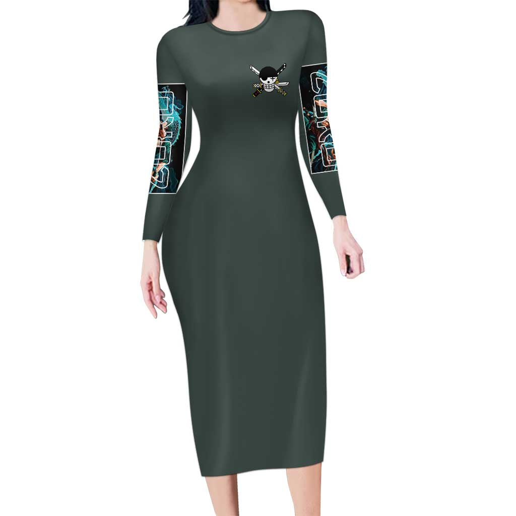Roronoa Zoro V2 One Piece Long Sleeve Bodycon Dress Anime Style
