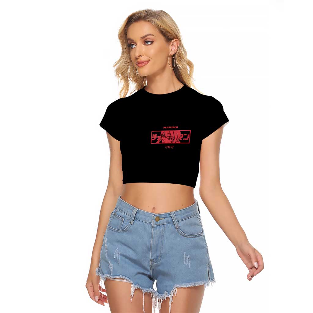 Makima Chainsaw Man Raglan Cropped T Shirt Anime Style