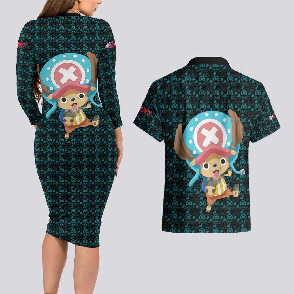 Tony Tony Chopper - Straw Hat Team - One Piece Couples Matching Long Sleeve Bodycon Dress and Hawaiian Shirt Anime Style