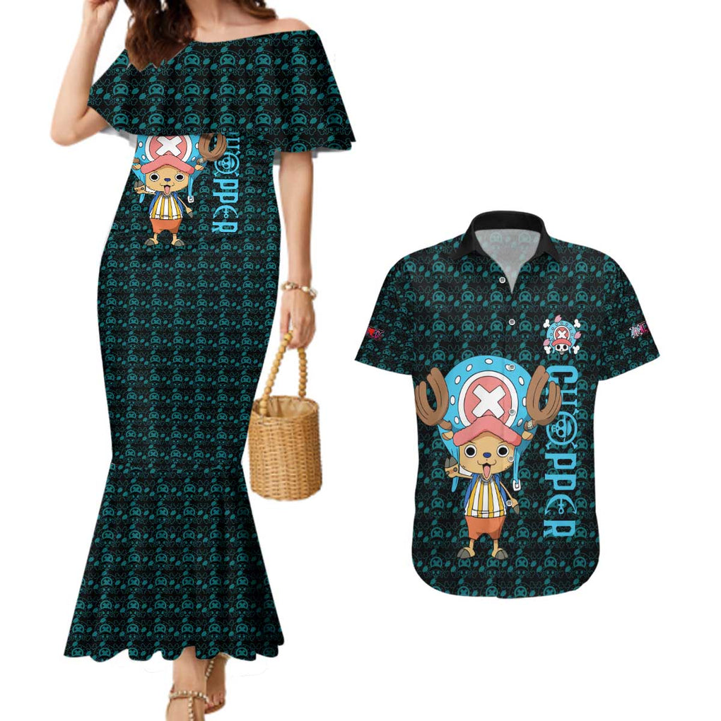 Tony Tony Chopper - Straw Hat Team - One Piece Couples Matching Mermaid Dress and Hawaiian Shirt Anime Style