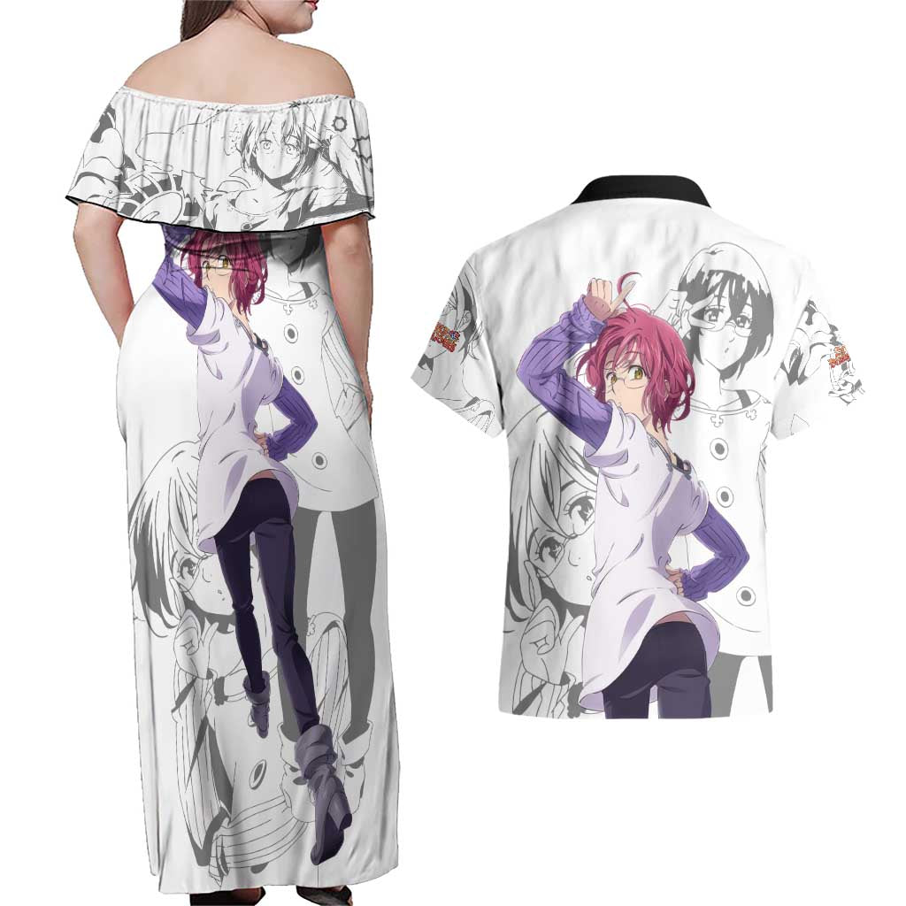 Gowther - Nanatsu no Tazai Couples Matching Off Shoulder Maxi Dress and Hawaiian Shirt Anime Mix Manga Style