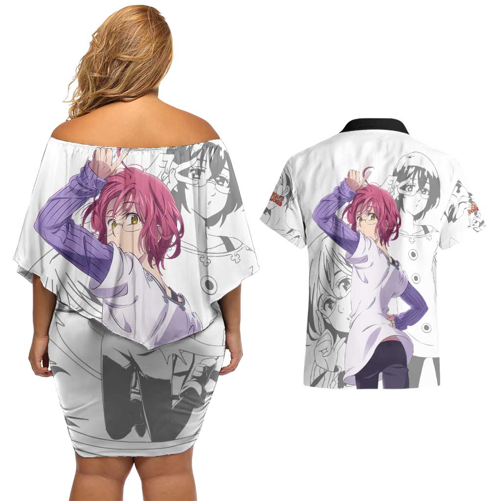 Gowther - Nanatsu no Tazai Couples Matching Off Shoulder Short Dress and Hawaiian Shirt Anime Mix Manga Style