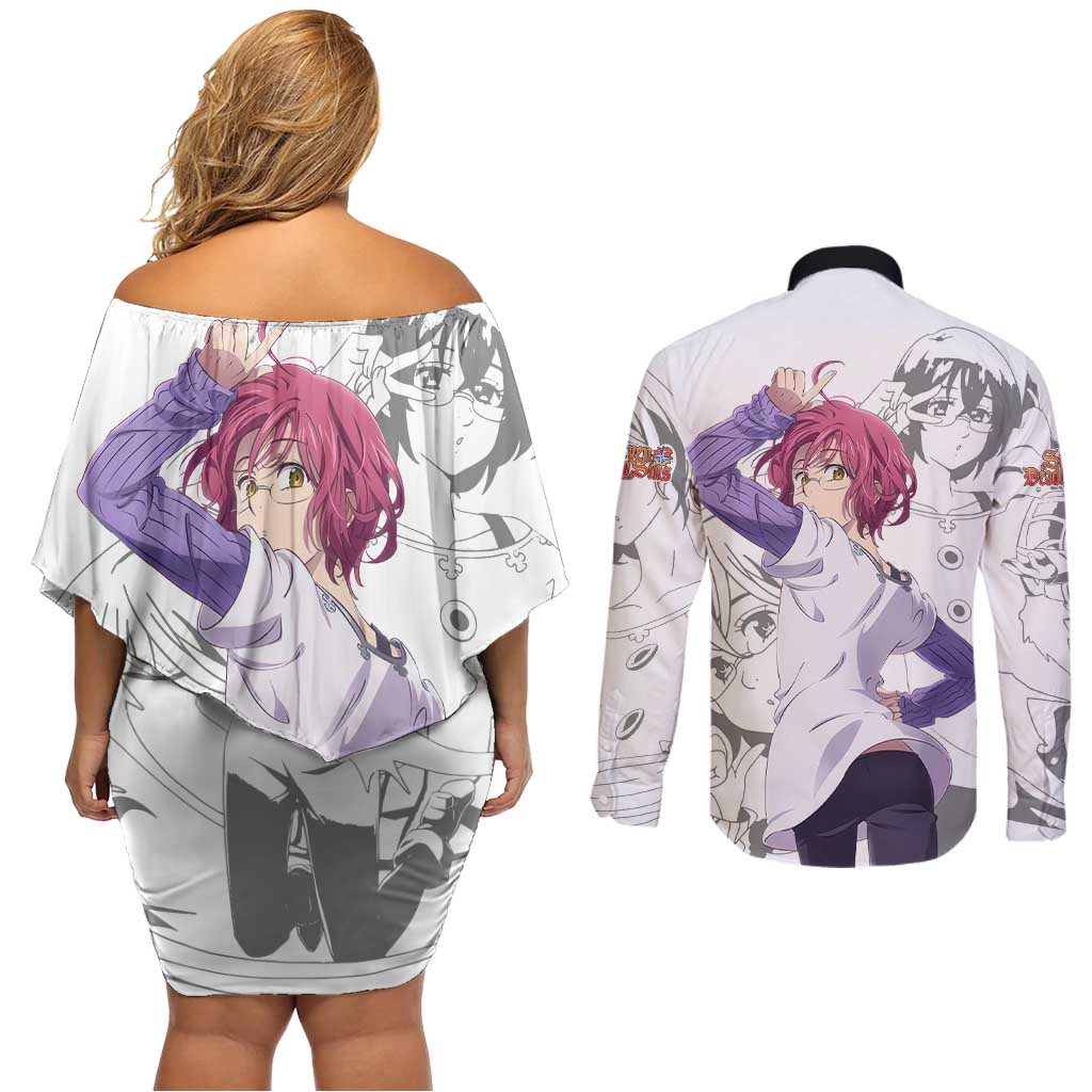 Gowther - Nanatsu no Tazai Couples Matching Off Shoulder Short Dress and Long Sleeve Button Shirt Anime Mix Manga Style