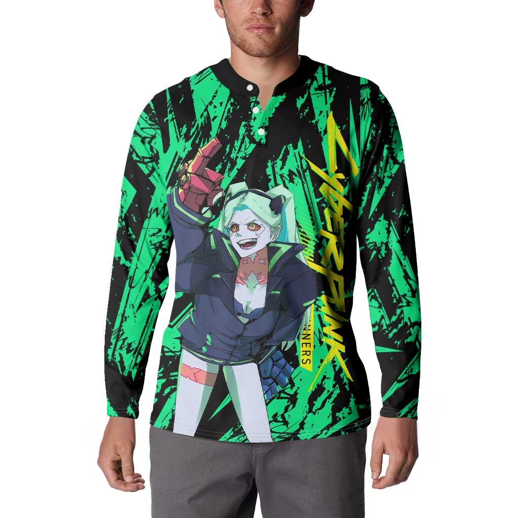 Rebecca Cyberpunk Button Sweatshirt Anime Style
