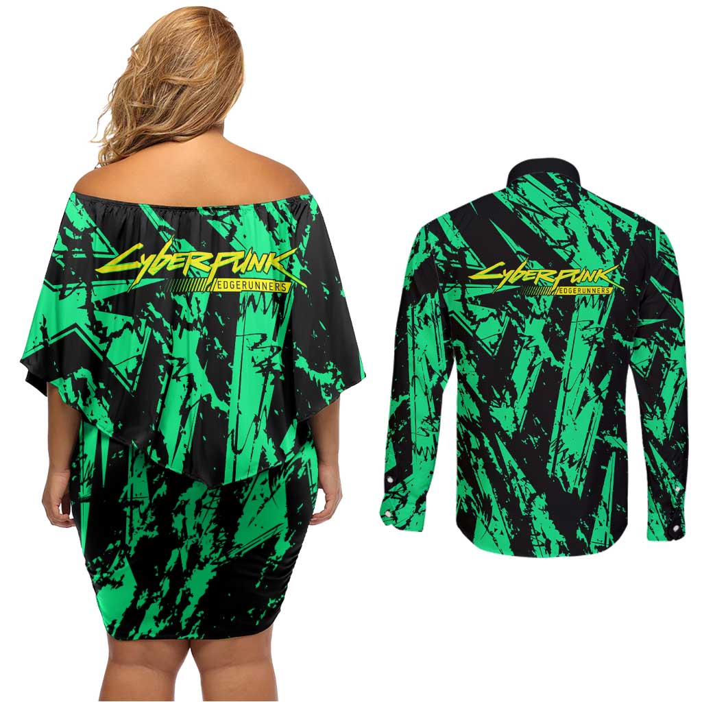 Rebecca Cyberpunk Couples Matching Off Shoulder Short Dress and Long Sleeve Button Shirt Anime Style