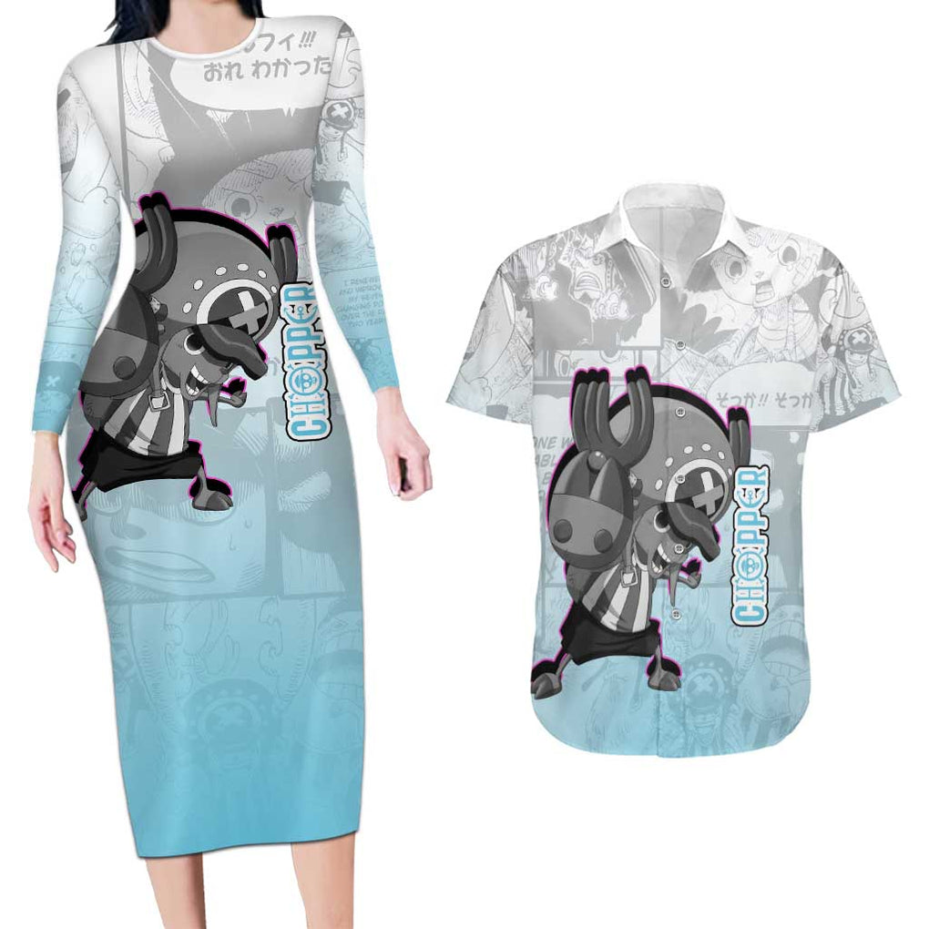 Cute Chopper - One Piece Couples Matching Long Sleeve Bodycon Dress and Hawaiian Shirt Anime Mix Manga Style