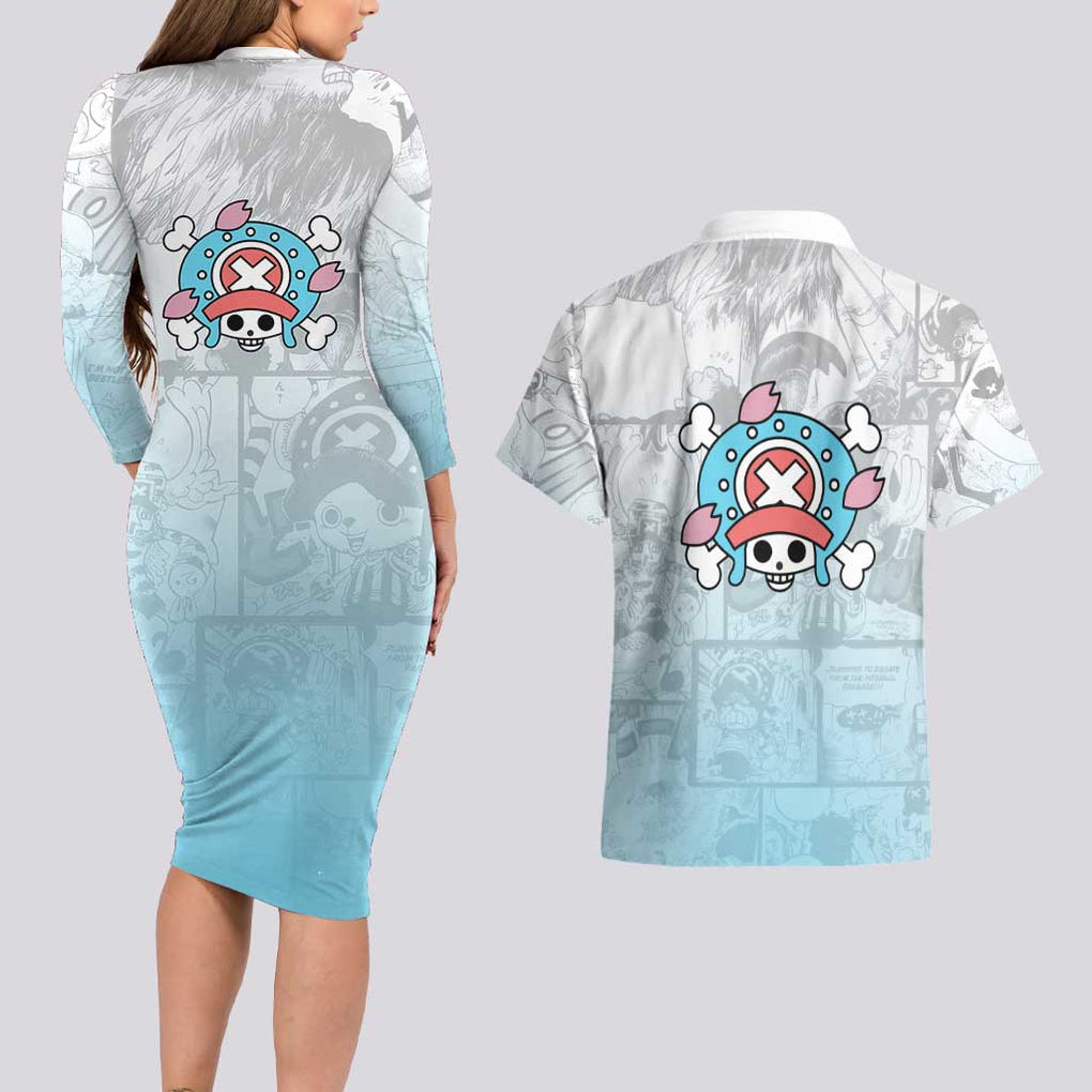 Cute Chopper - One Piece Couples Matching Long Sleeve Bodycon Dress and Hawaiian Shirt Anime Mix Manga Style