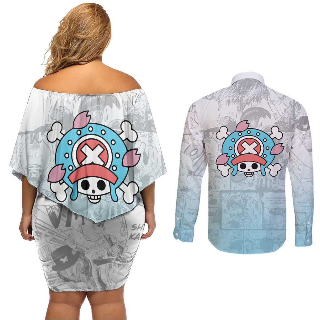Cute Chopper - One Piece Couples Matching Off Shoulder Short Dress and Long Sleeve Button Shirt Anime Mix Manga Style