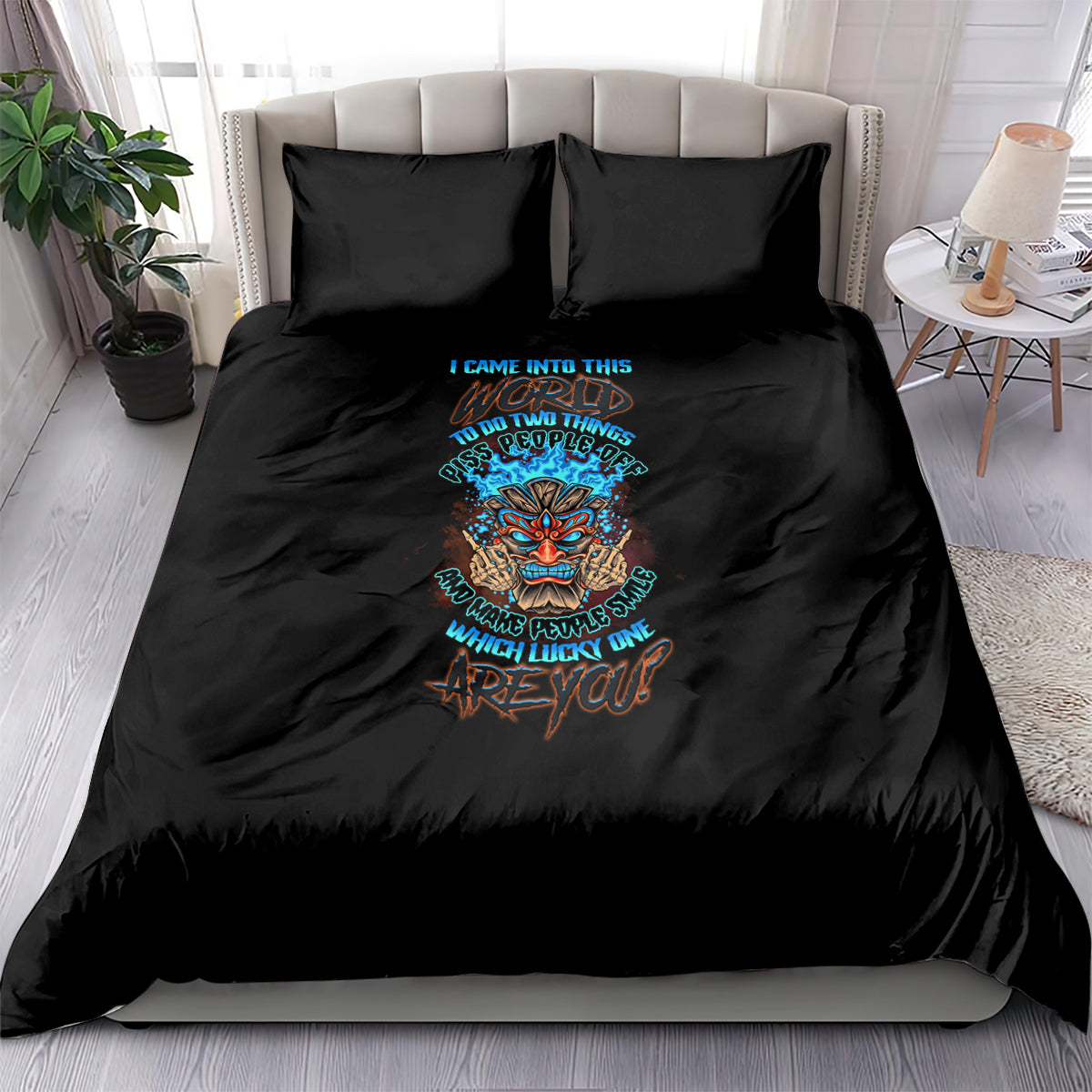 which-lucky-one-are-you-skull-tiki-bedding-set