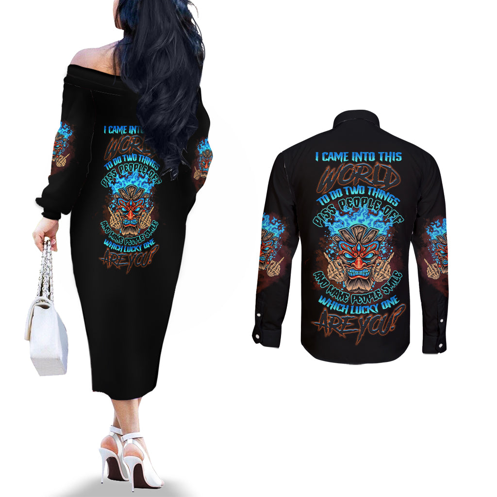 which-lucky-one-are-you-skull-tiki-couples-matching-off-the-shoulder-long-sleeve-dress-and-long-sleeve-button-shirt