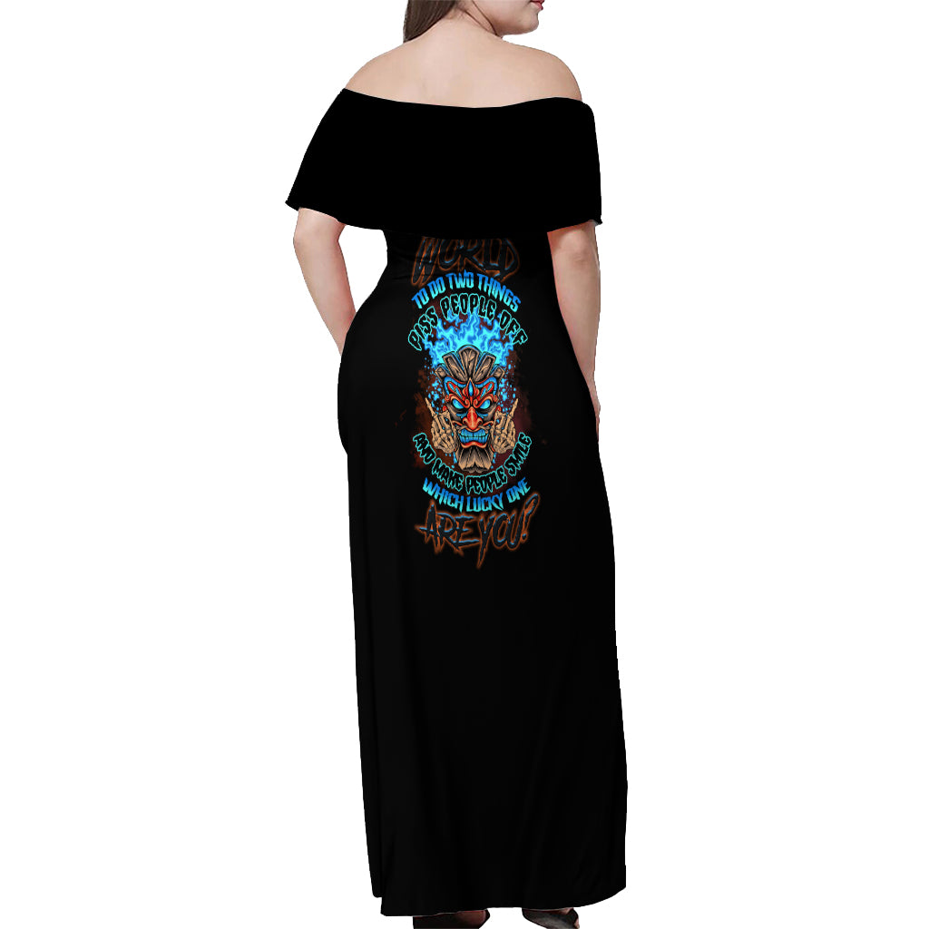 which-lucky-one-are-you-skull-tiki-off-shoulder-maxi-dress