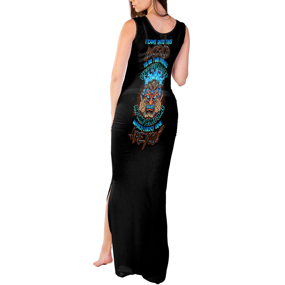 which-lucky-one-are-you-skull-tiki-tank-maxi-dress