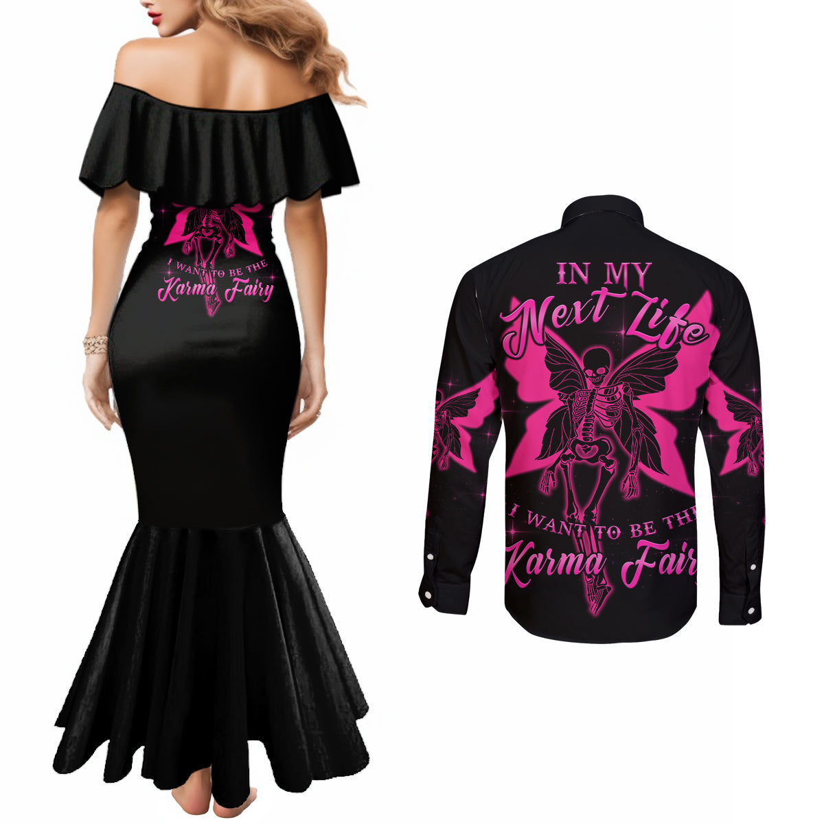 in-my-next-life-i-want-to-be-the-karma-fairy-couples-matching-mermaid-dress-and-long-sleeve-button-shirt