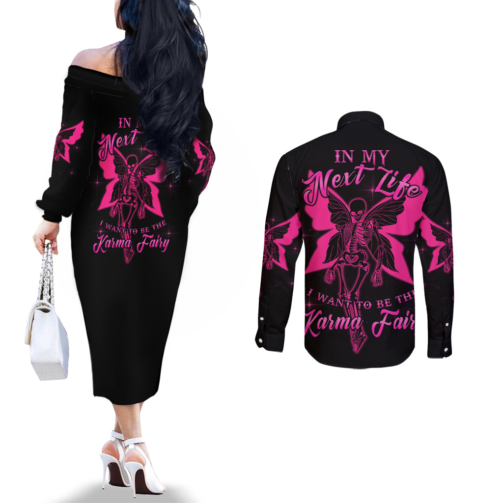 in-my-next-life-i-want-to-be-the-karma-fairy-couples-matching-off-the-shoulder-long-sleeve-dress-and-long-sleeve-button-shirt