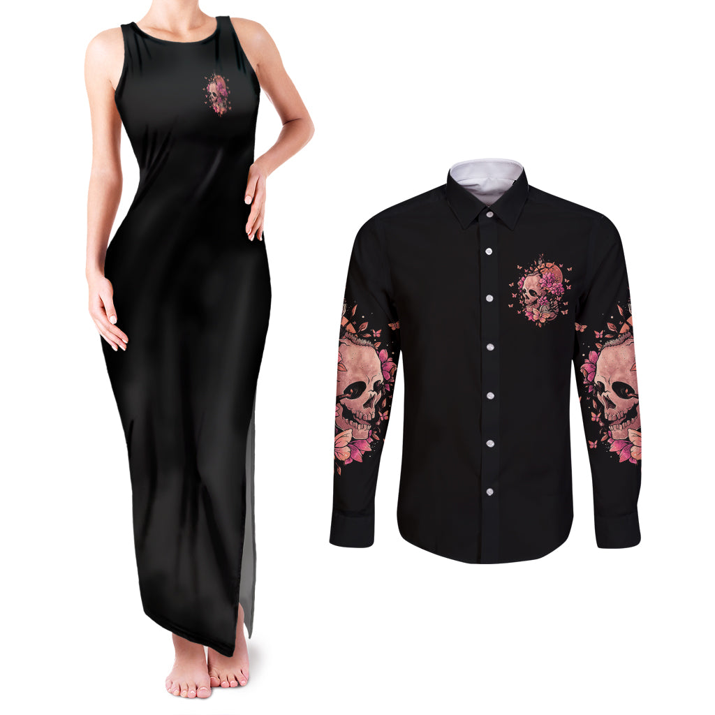 i-am-a-sweet-girl-flower-skull-couples-matching-tank-maxi-dress-and-long-sleeve-button-shirt