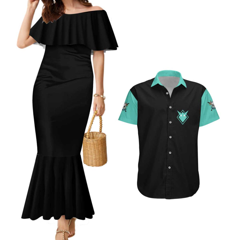 Yamato V3 One Piece Couples Matching Mermaid Dress and Hawaiian Shirt Abtract Style
