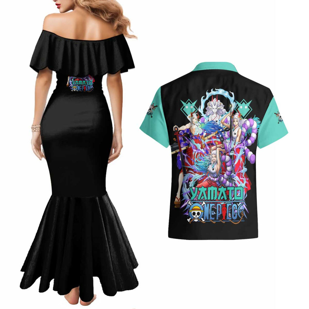 Yamato V3 One Piece Couples Matching Mermaid Dress and Hawaiian Shirt Abtract Style