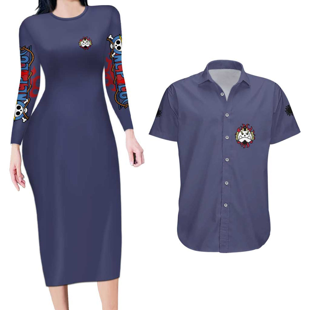 Jinbei One Piece Couples Matching Long Sleeve Bodycon Dress and Hawaiian Shirt Anime Style