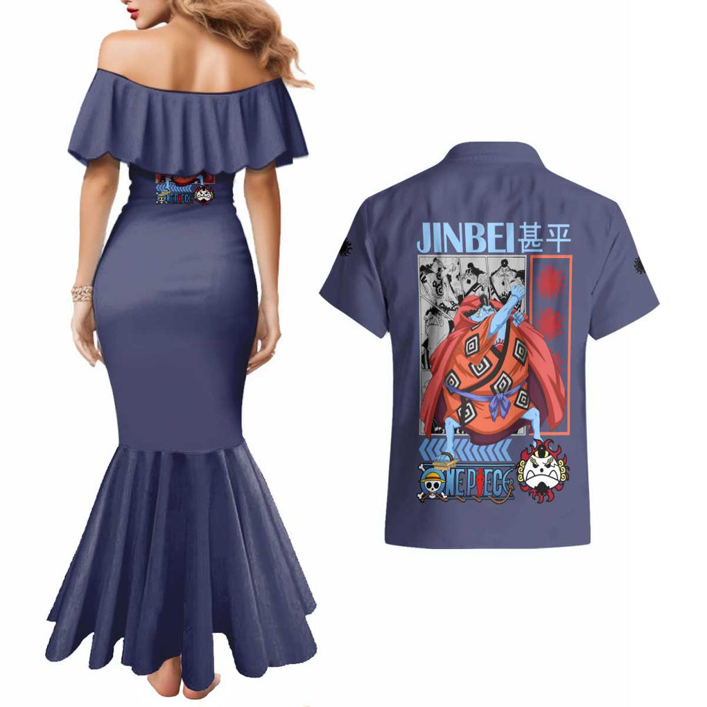 Jinbei One Piece Couples Matching Mermaid Dress and Hawaiian Shirt Anime Style