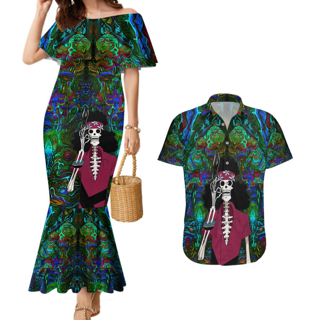 Hippie Trip Brook One Piece Couples Matching Mermaid Dress and Hawaiian Shirt Anime Mix Trippy Style