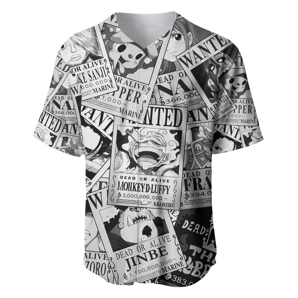 Straw Hat Wanted Pattern One Piece Baseball Jersey Anime Mix Manga Style
