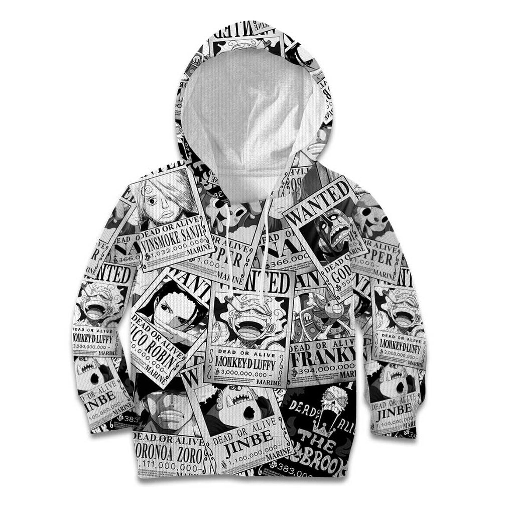 Straw Hat Wanted Pattern One Piece Kid Hoodie Anime Mix Manga Style