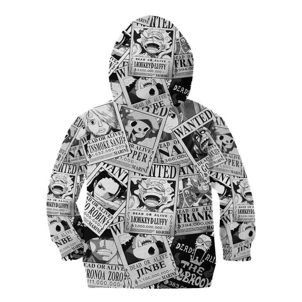 Straw Hat Wanted Pattern One Piece Kid Hoodie Anime Mix Manga Style