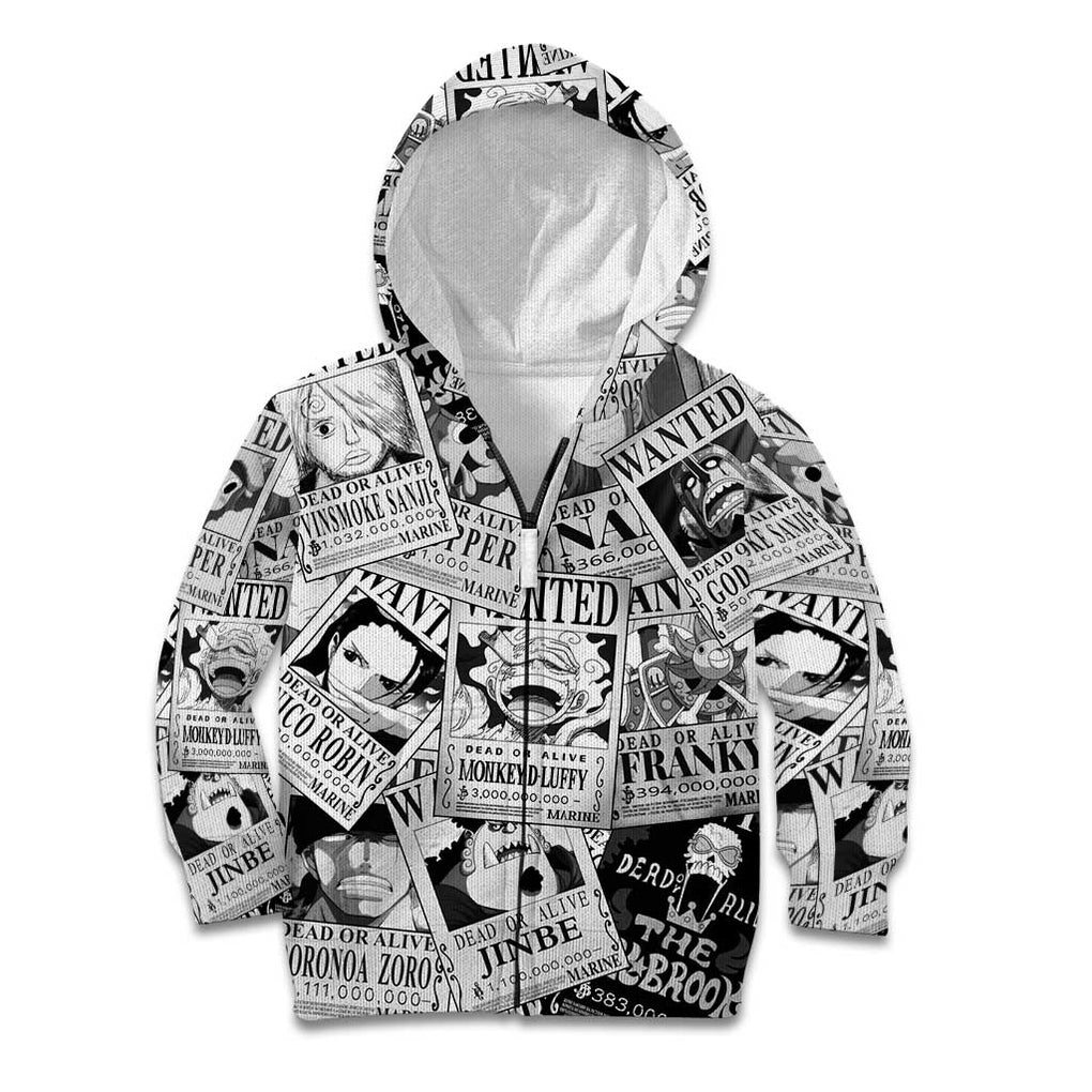 Straw Hat Wanted Pattern One Piece Kid Hoodie Anime Mix Manga Style