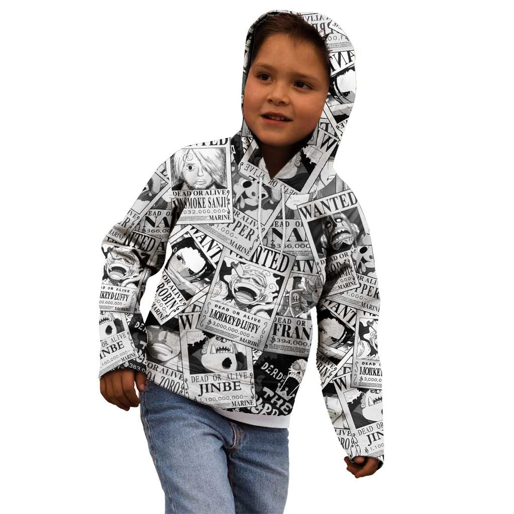Straw Hat Wanted Pattern One Piece Kid Hoodie Anime Mix Manga Style