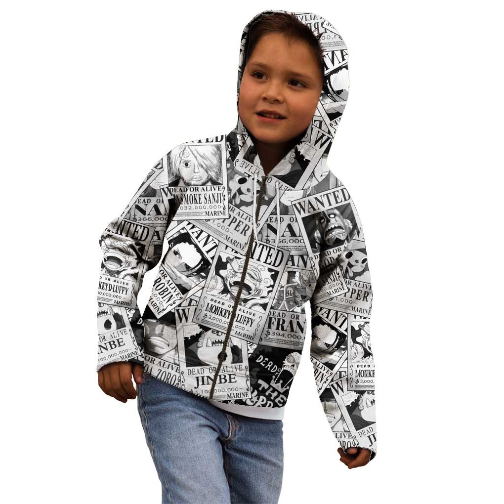 Straw Hat Wanted Pattern One Piece Kid Hoodie Anime Mix Manga Style