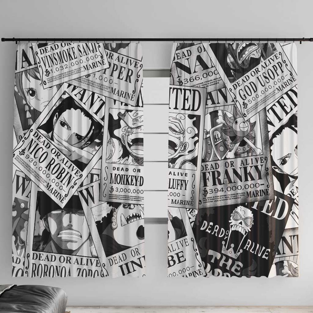 Straw Hat Wanted Pattern One Piece Window Curtain Anime Mix Manga Style