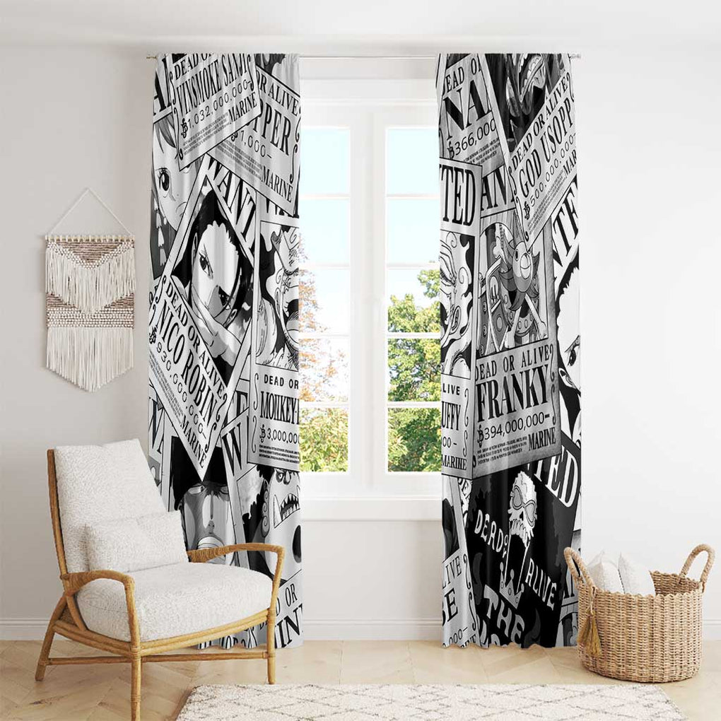 Straw Hat Wanted Pattern One Piece Window Curtain Anime Mix Manga Style