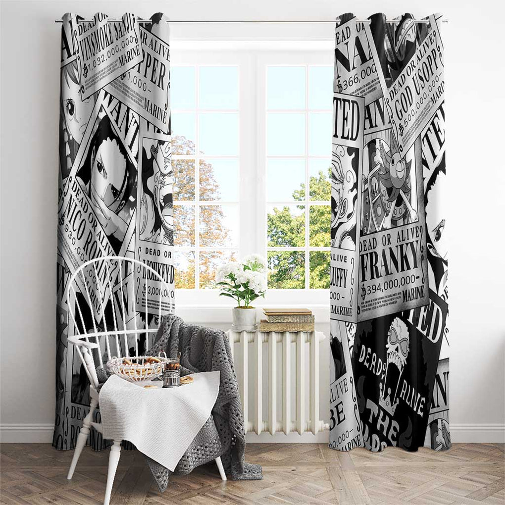 Straw Hat Wanted Pattern One Piece Window Curtain Anime Mix Manga Style