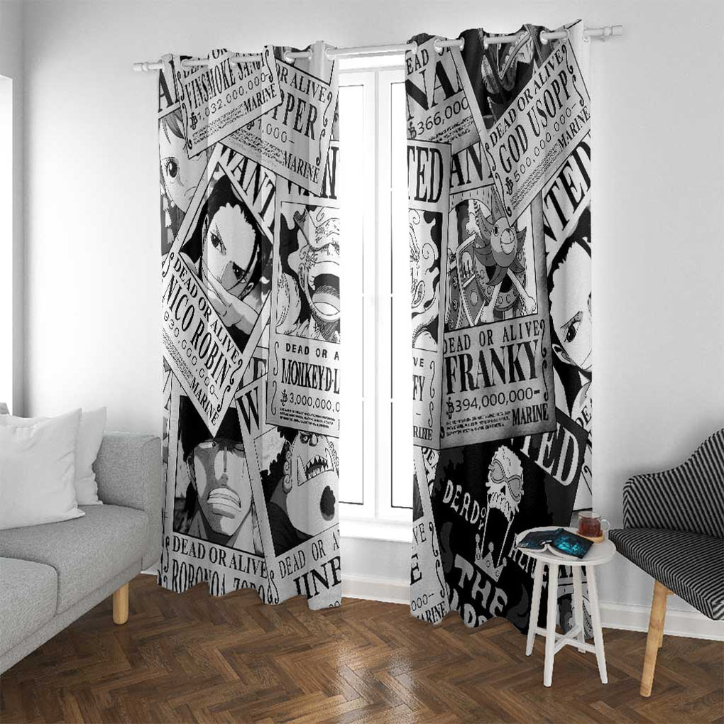 Straw Hat Wanted Pattern One Piece Window Curtain Anime Mix Manga Style